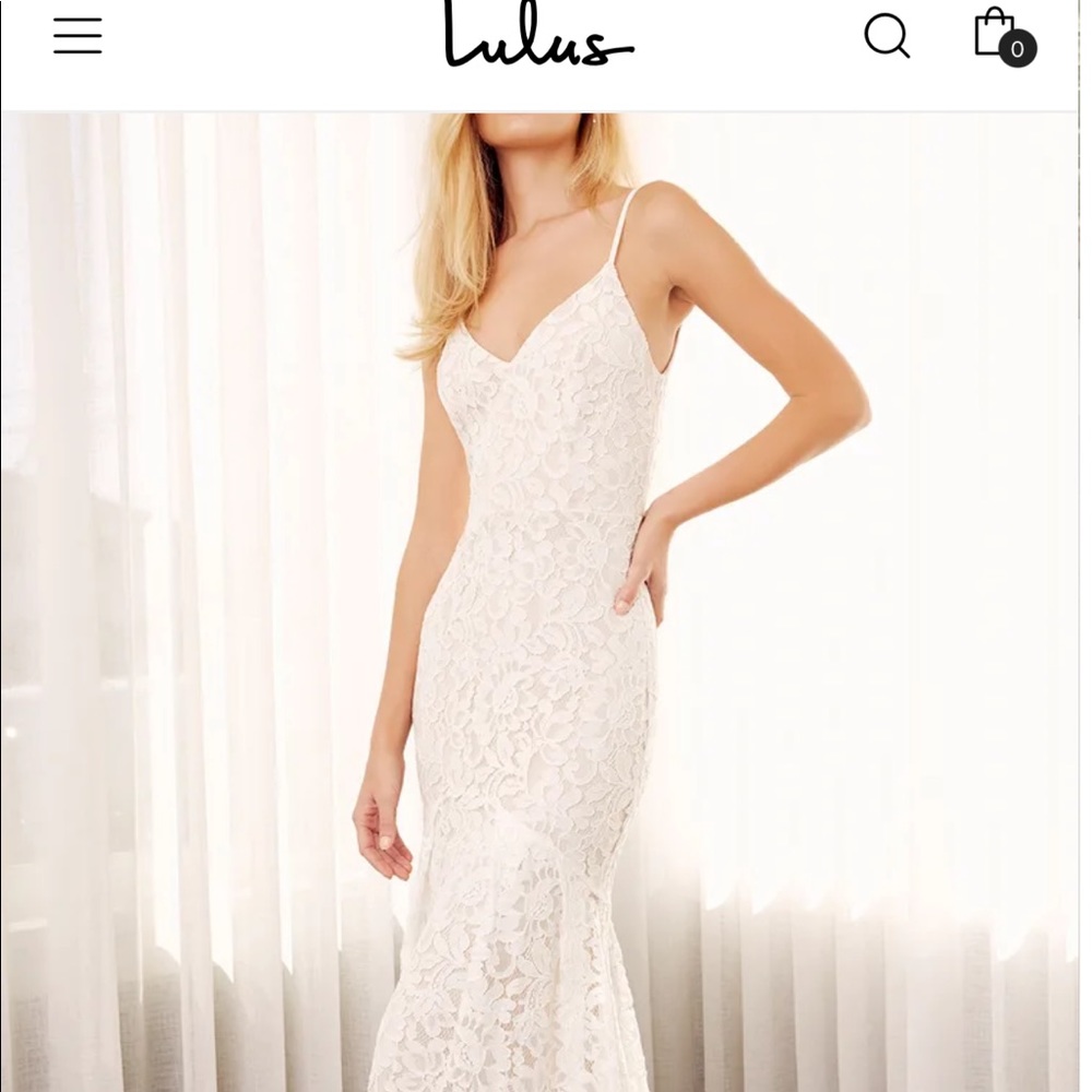 Lulu’s Flynn White Lace Maxi Dress